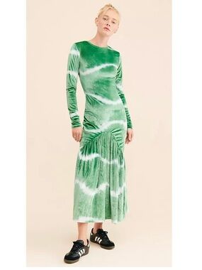 Anthropologie Norblack Norwhite Icey Aurora Velvet Gathered Maxi Dress Medium